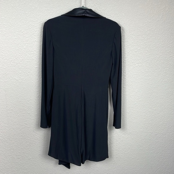 New Ieena Mac Duggal Jersey and Satin Wrap Mini Dress Black Blazer Suiting Sz 2 - Picture 5 of 13